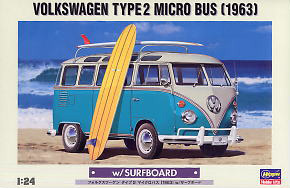 フォルクスワーゲン タイプ2 マイクロバス (1963) w/サーフボード (プラモデル)