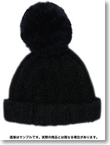 Knit hat (w/Pom-pon) (Black) (Fashion Doll)