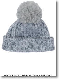 For 60cm knit Hat (w/Pom-pon) (Gray) (Fashion Doll)