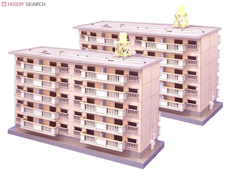 団地 (アイボリー) 2棟セット (塗装済み組立キット) (鉄道模型) 商品画像1