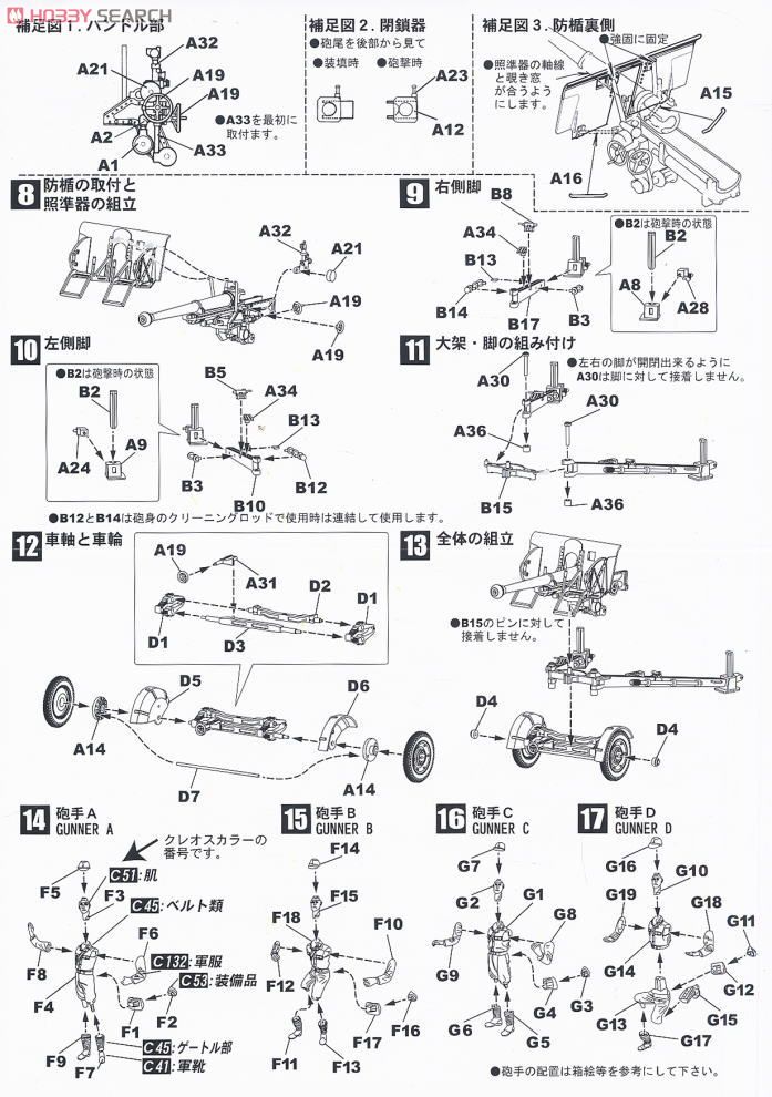 日本陸軍 75mm機動90式野砲 (プラモデル) 設計図2