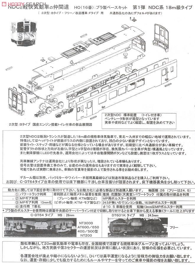 1/80(HO) Noto Railway Type NT200 Style Plastic Base Kit (1-Car Unassembled Kit) (Model Train) 設計図1