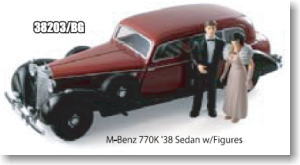 M-Benz 770K `38 Sedan w/Figures (バーガンディ) (ミニカー)