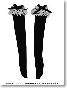 21cm Lolita Over Knee Socks (Black/White) (Fashion Doll)