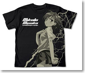 To Aru Kagaku no Railgun Misaka Mikoto T-Shirts Black M (Anime Toy)