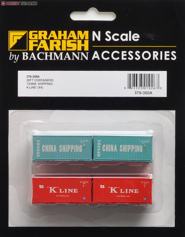 20フィート コンテナ 「CHINA SHIPPING」＆「`K`LINE」 (4個入り) (鉄道模型) 商品画像1