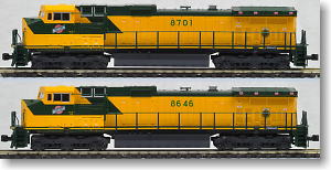 C44-9W C&NW (シカゴ＆ノースウェスタン) `ダイナミック・デュオ` (No.8646/8701) (黄/濃緑/C&NWロゴ) (2両セット) ★外国形モデル (鉄道模型)