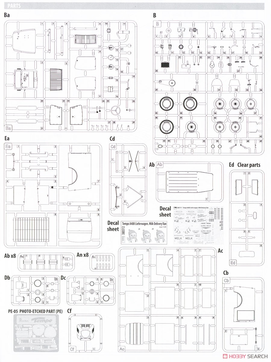 Tempo A400 Lieferwagen. Milk Delivery Van (Plastic model) Assembly guide10