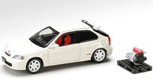 Honda Civic TYPE R (EK9) 1997 Championship White w/Engine Display Model (Diecast Car)