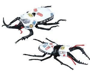 はたらく くるま編 カブトムシ&クワガタムシ パトカー仕様セット (プラモデル)