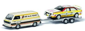 VW T3 `HB Audi Team` w. trailer and Audi Quattro Rally without # (Diecast Car)