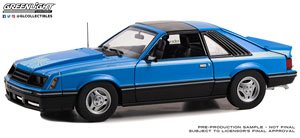 1981 Ford Mustang Cobra T-Top - Medium Blue with Light Blue Cobra Hood Graphics and Stripe Treatment (Diecast Car)