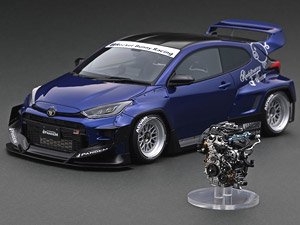 PANDEM GR YARIS (4BA) Blue Metallic With Engine (Diecast Car)