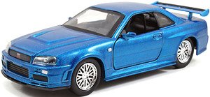 F&F Brian`s Nissan Skyline GT-R (R34) Blue (Diecast Car)