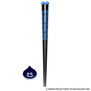 Dragon Quest Smile Slime Japanese Series Chopstick & Chopstick Rest Set Blue (Anime Toy)
