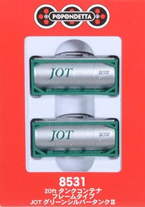 20ft Tank Container Frame Type JOT Green Silver Tank II (2 Pieces) (Model Train)