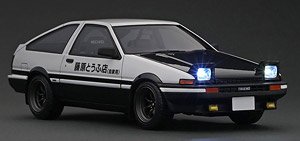 INITIAL D Toyota Sprinter Trueno 3Dr GT Apex (AE86) White/Black with LED light (Diecast Car)