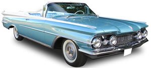 オールズモビル 98 1959 オープンコンバーチブル フロストブルー/ ポラリスホワイト (ミニカー)
