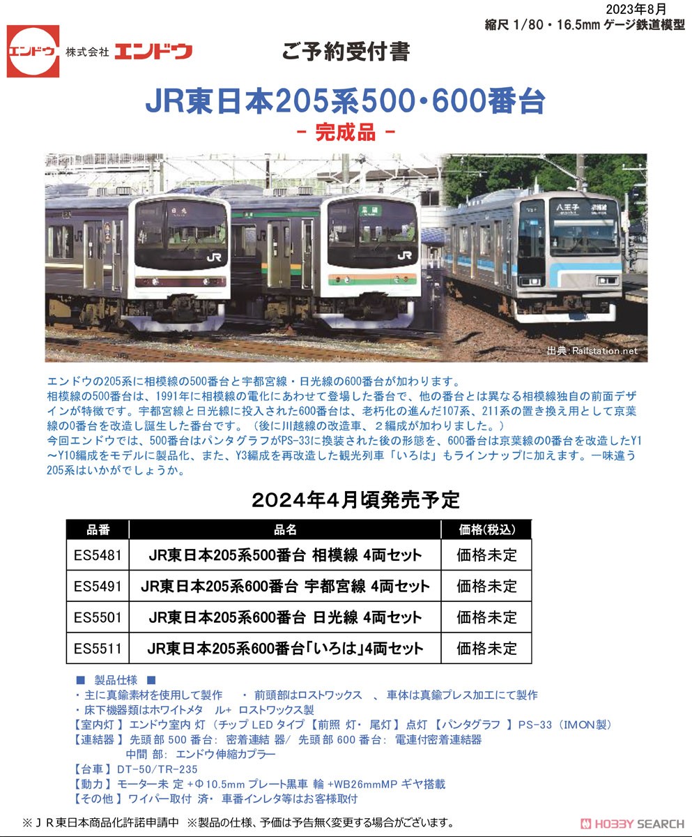 1/80(HO) J.R.East Series 205-600 Nikko Line Four Car Set Finished Model w/Interior (4-Car Set) (Pre-colored Completed) (Model Train) その他の画像1