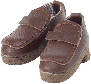 Synthetic Leather Coin Loafers (Brown) (Fashion Doll)