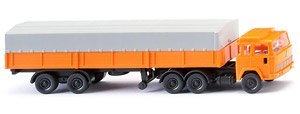 (N)FlatbedTractor Trailer (Magirus) - Orange (Model Train)