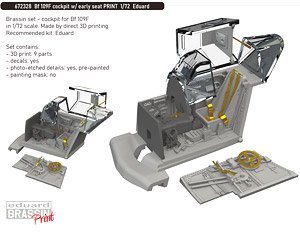 Bf 109F cockpit w/ early seat PRINT (for Eduard) (Plastic model)