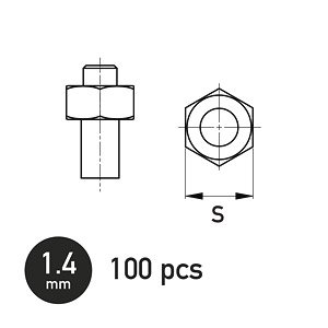 Hexagonal Nut 1.4mm (100 Pieces) (Plastic model)