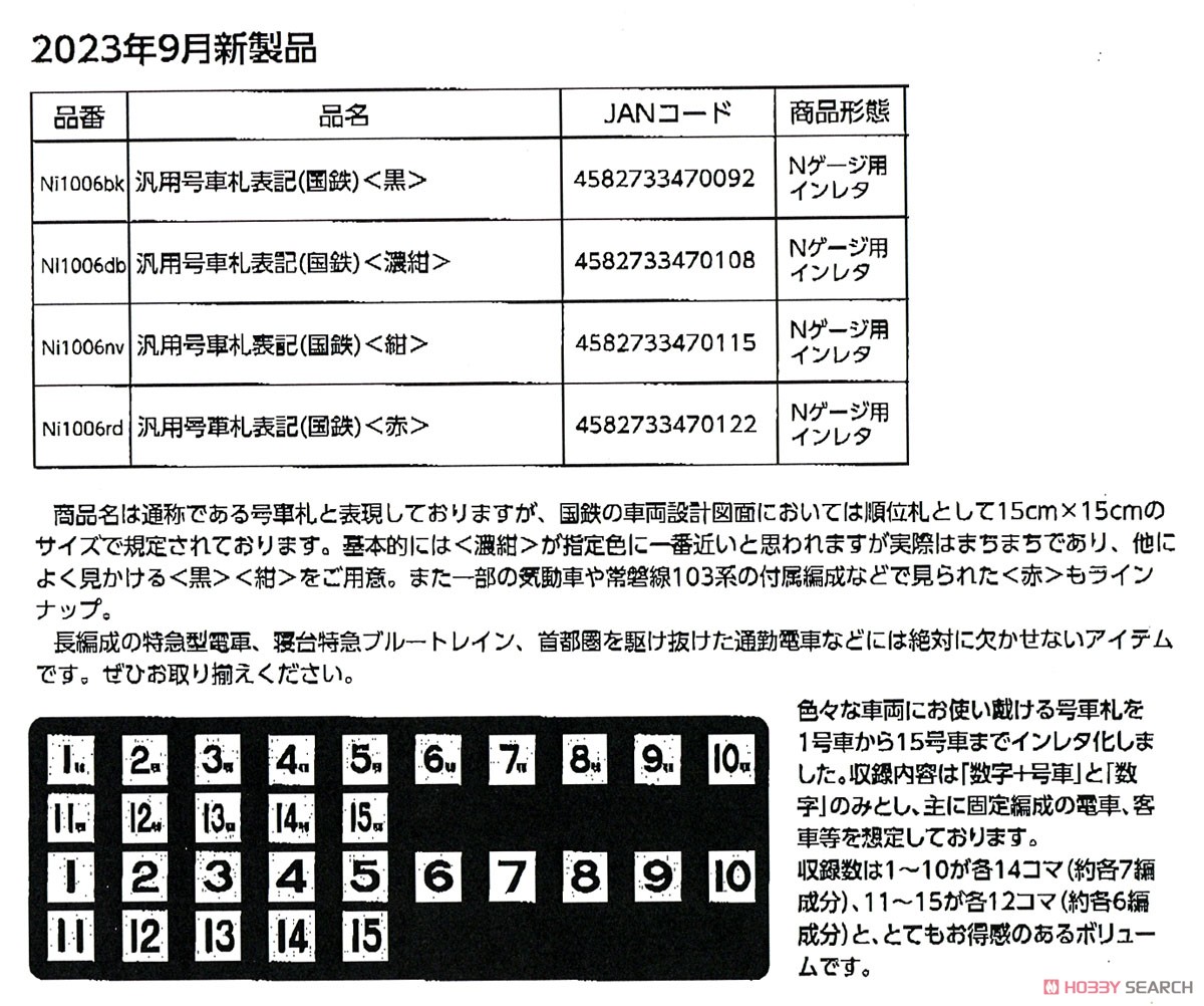 汎用号車札表記 (国鉄) [紺] (鉄道模型) その他の画像2