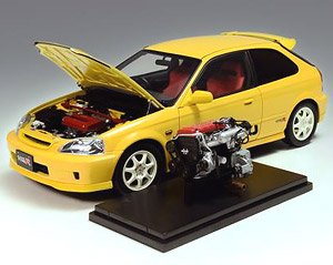 ホンダ シビック タイプR EK9-120 後期型 フル開閉 サンライトイエロー (ミニカー)