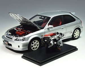 ホンダ シビック タイプR EK9-120 後期型 フル開閉 ボーグシルバーメタリック (ミニカー)