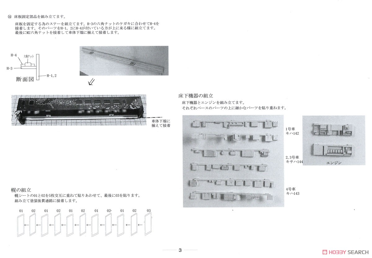 1/80(HO) J.R. East Series Passenger Car for SL Ginga KIHA143-700 Paper Kit [Renewal Product] (4-Car, Unassembled Kit) (Model Train) Assembly guide4