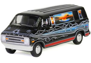 Vannin` - 1977 Dodge B-100 Custom Van - Mountain Sunrise Decoration (Diecast Car)