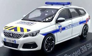 プジョー 308 SW 2018 地方警察 ブルー/イエロー (ミニカー)