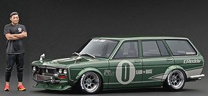 Datsun Bluebird (510) Wagon Green Metallic with Mr. Jun Imai (Diecast Car)