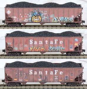 983 05 062 (N) Open Hopper Atchison, Topeka & Santa Fe (ATSF/BNSF) Weathered 3-Pack (#81489,80914,81775) (3-Car Set) (Model Train)