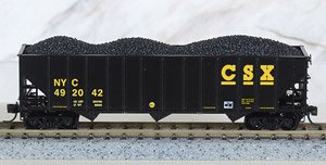 108 00 622 (N) 100-Ton 3-Bay Open Hopper, Rib Sides, w/Coal Load CSX(R) RD# NYC 492042 (Model Train)