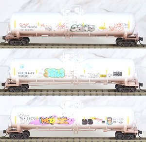 983 05 059 (N) 56ft Tanker TILX Weathered 3-Pack (#280650, 280673, 280721) (3-Car Set) (Model Train)