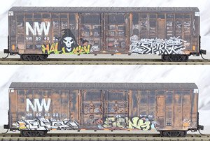 983 05 058 (N) 60ft Boxcar NS/ex-N&W Weathered 2-Pack (#604529, 604532) (3-Car Set) (Model Train)