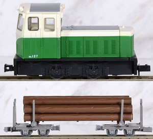 The Railway Collection Narrow Gauge 80 Nekoyama Forest Railway Type S4 Diesel Locomotive (Two Tone Color), Freight Car Two Car Set C (2-Car Set) (Model Train)