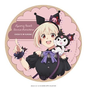 Lycoris Recoil x Sanrio Characters Wood Coaster Chisato Nishikigi x Kuromi (Anime Toy)