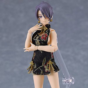 figma Female Body (Mika) with Mini Skirt Chinese Dress Outfit (Black) (PVC Figure)