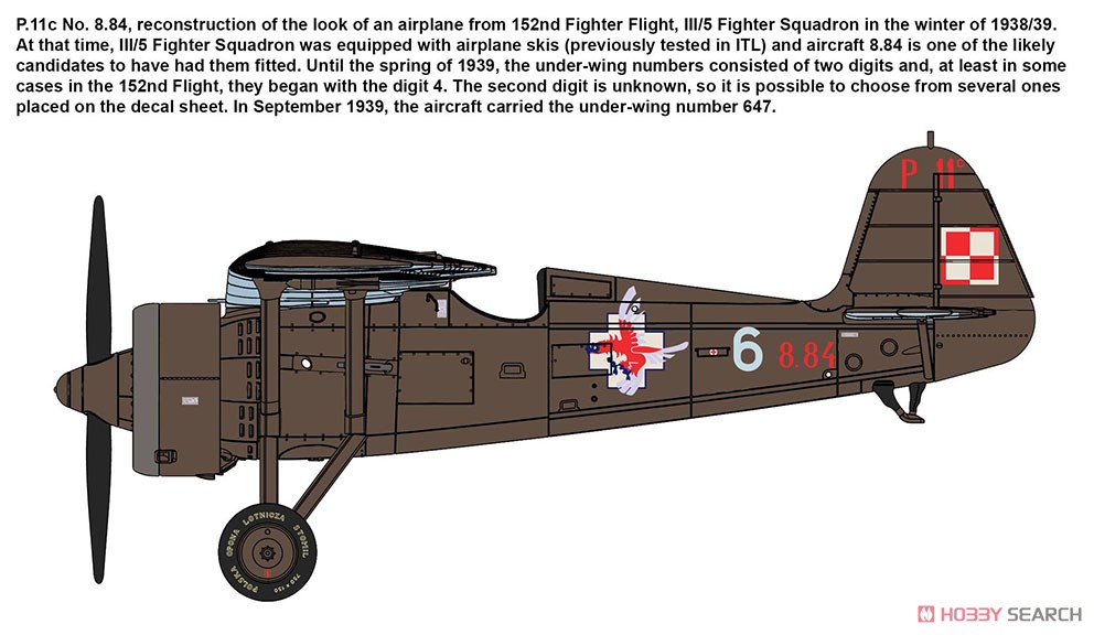 ポーランドPZL P.11c・ガル翼戦闘機・特殊迷彩 (プラモデル) 塗装3