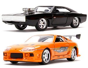 F&F Dom`s Dadge Charger & Brian`s Toyota Supra Twin Packs (Diecast Car)
