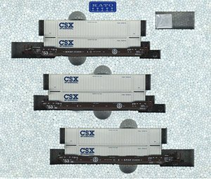 MAXI-IV BNSF 旧ロゴ CSX (白) コンテナ搭載 (3両セット) ★外国形モデル (鉄道模型)