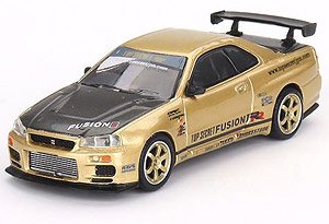 Nissan スカイライン GT-R R34 Top Secret Gold (右ハンドル) 日本限定 (ミニカー)