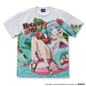 Hatsune Miku Full Graphic T-Shirt Yasunatsu Ver. White S (Anime Toy)
