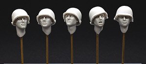 US Army M1 Helmet Wearing Head (Set of 5) (for Tamiya 35379) (Plastic model)