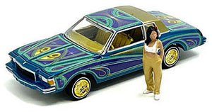 1978 Chevy Monte Carlo Lowrider Blue with Lowrider w/Enthusiast Figure (Diecast Car)