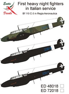 First heavy night fighyers in Italian sevice Bf 110 C-3 in Regia Aeronautica (Decal)
