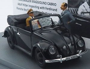 VOLKSWAGEN - BEETLE MAGGIOLINO CABRIOLET OPEN WITH HITLER AND PORSCHE FIGURES 1936 - INSPECTING THE FIRST BEETLE IN STUTTGART (Diecast Car)